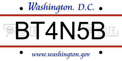 BT4N5B District Of Columbia License Plate