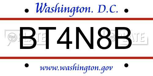BT4N8B District Of Columbia License Plate