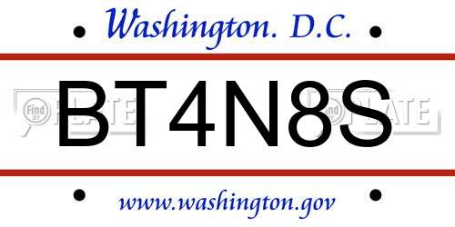 BT4N8S District Of Columbia License Plate