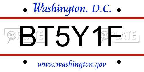 BT5Y1F District Of Columbia License Plate