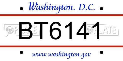 BT6141 District Of Columbia License Plate