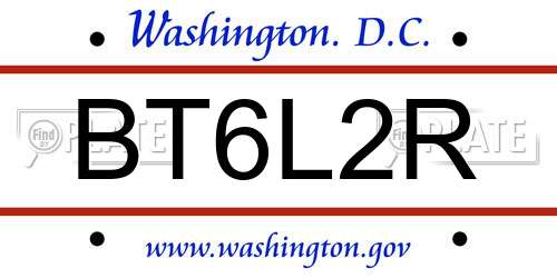 BT6L2R District Of Columbia License Plate