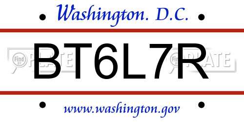 BT6L7R District Of Columbia License Plate