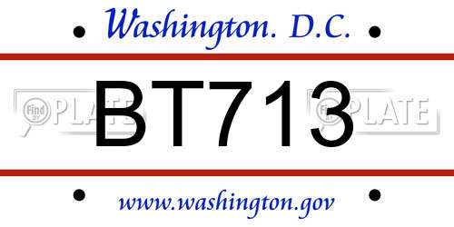 BT713 District Of Columbia License Plate
