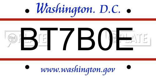 BT7B0E District Of Columbia License Plate