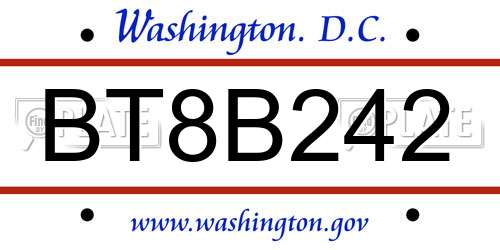 BT8B242 District Of Columbia License Plate