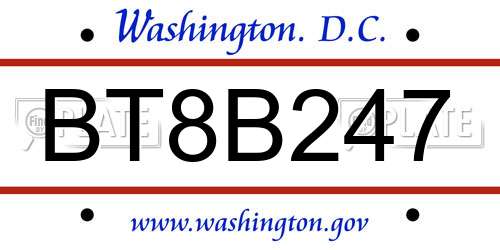 BT8B247 District Of Columbia License Plate