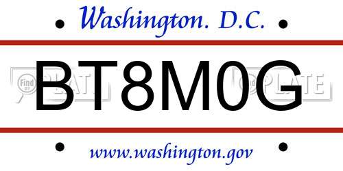 BT8M0G District Of Columbia License Plate