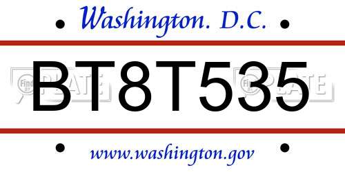 BT8T535 District Of Columbia License Plate