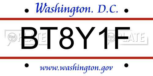 BT8Y1F District Of Columbia License Plate