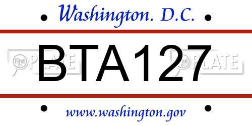 BTA127 District Of Columbia License Plate
