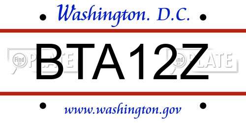 BTA12Z District Of Columbia License Plate