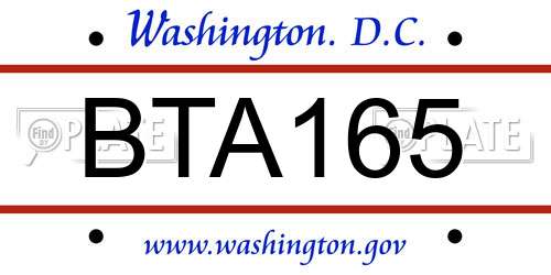 BTA165 District Of Columbia License Plate