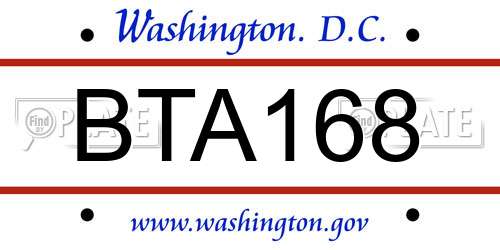 BTA168 District Of Columbia License Plate