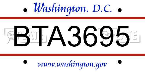 BTA3695 District Of Columbia License Plate