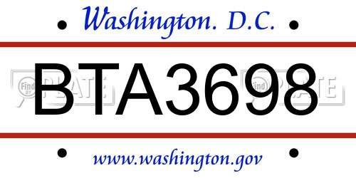 BTA3698 District Of Columbia License Plate