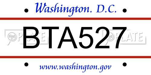 BTA527 District Of Columbia License Plate