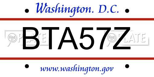 BTA57Z District Of Columbia License Plate