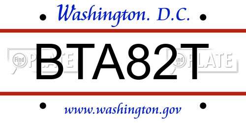BTA82T District Of Columbia License Plate
