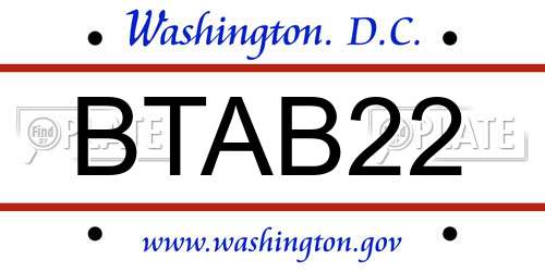 BTAB22 District Of Columbia License Plate
