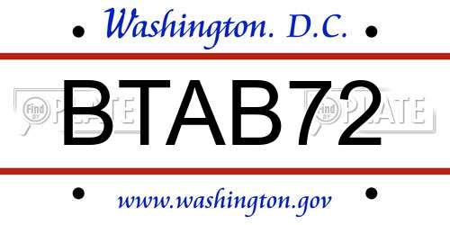 BTAB72 District Of Columbia License Plate