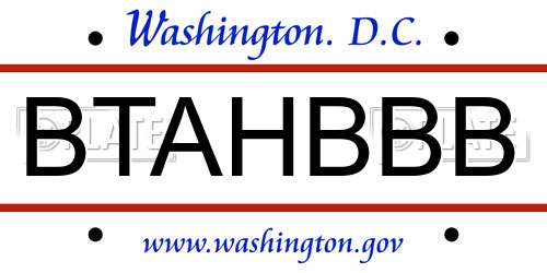 BTAHBBB District Of Columbia License Plate