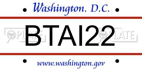 BTAI22 District Of Columbia License Plate
