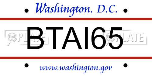 BTAI65 District Of Columbia License Plate