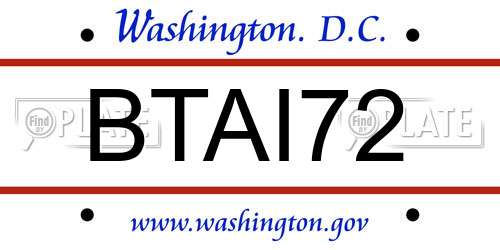 BTAI72 District Of Columbia License Plate