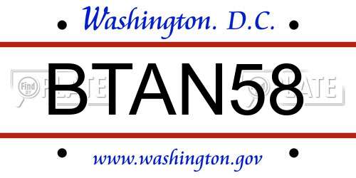 BTAN58 District Of Columbia License Plate