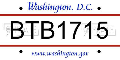 BTB1715 District Of Columbia License Plate