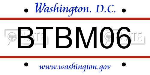 BTBM06 District Of Columbia License Plate