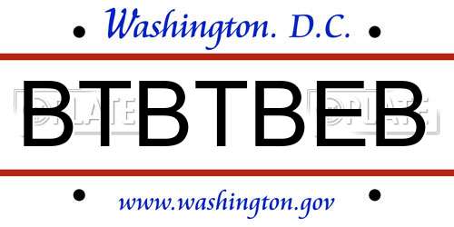 BTBTBEB District Of Columbia License Plate