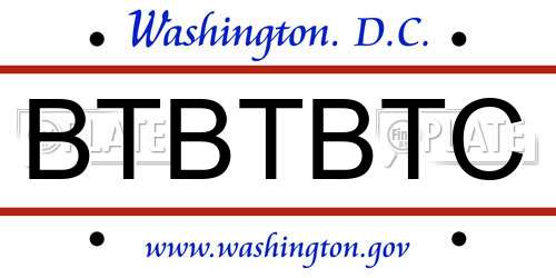 BTBTBTC District Of Columbia License Plate