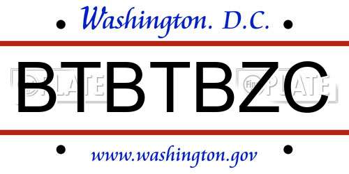 BTBTBZC District Of Columbia License Plate