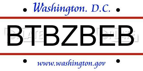 BTBZBEB District Of Columbia License Plate