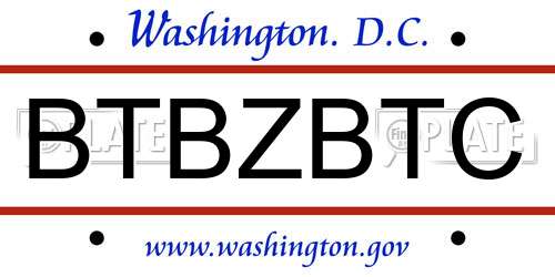 BTBZBTC District Of Columbia License Plate