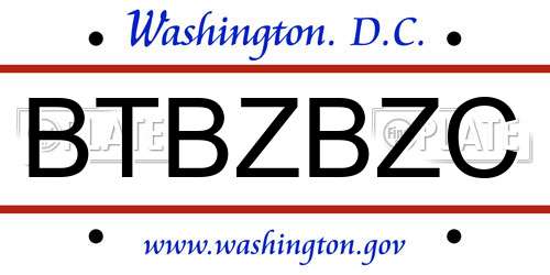 BTBZBZC District Of Columbia License Plate