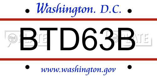 BTD63B District Of Columbia License Plate