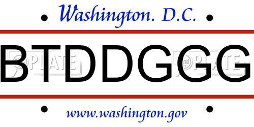 BTDDGGG District Of Columbia License Plate