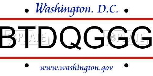BTDQGGG District Of Columbia License Plate