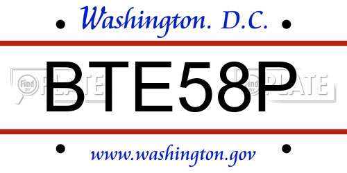 BTE58P District Of Columbia License Plate