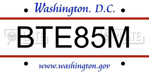 BTE85M District Of Columbia License Plate