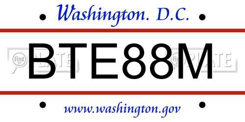 BTE88M District Of Columbia License Plate