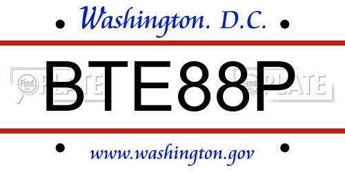 BTE88P District Of Columbia License Plate