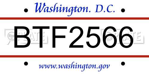 BTF2566 District Of Columbia License Plate