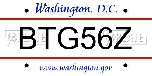 BTG56Z District Of Columbia License Plate