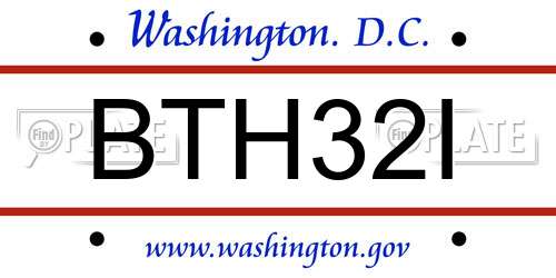 BTH32I District Of Columbia License Plate