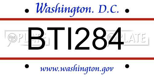 BTI284 District Of Columbia License Plate