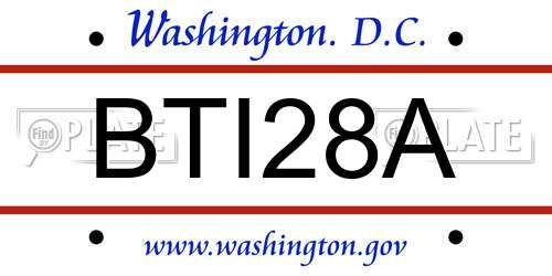 BTI28A District Of Columbia License Plate